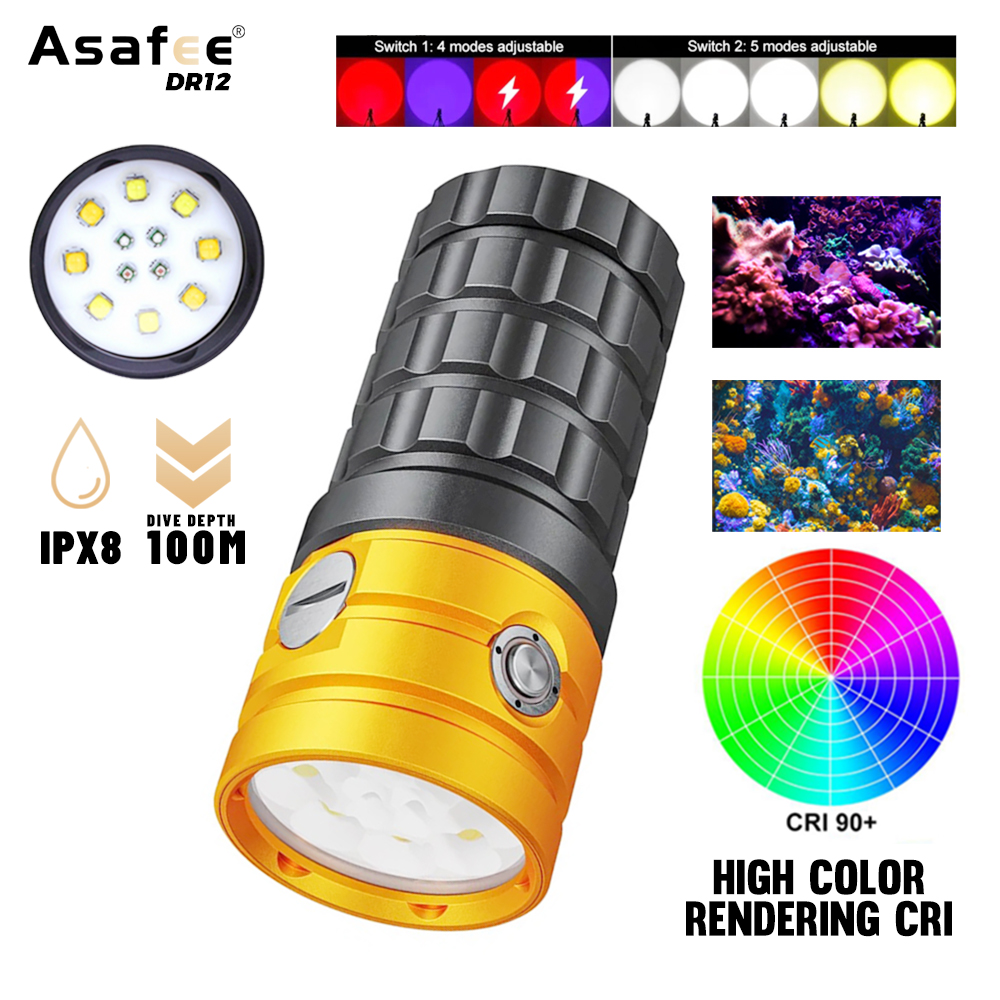 Photography Yellow Light - Asafee DR12 25000LM senter selam LED