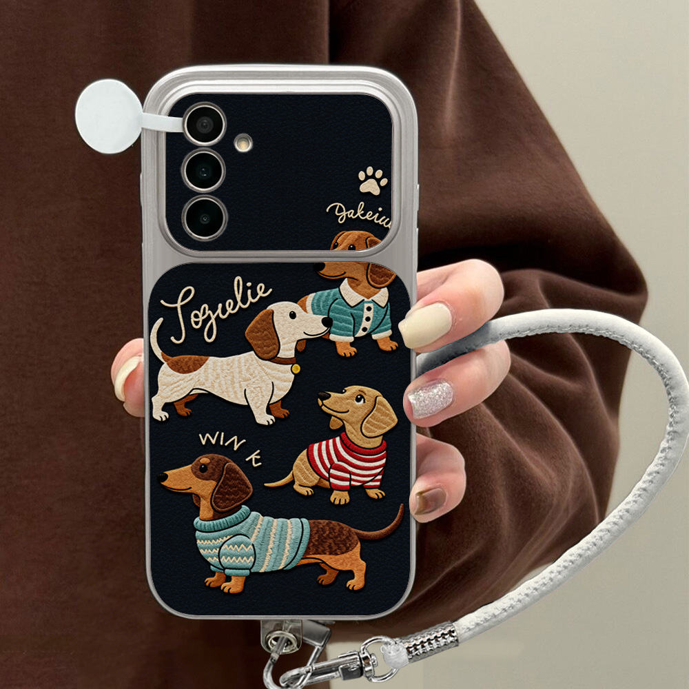 Casing Ponsel Kartun Dachshund - Camera Strap Leather ulasan dan harga